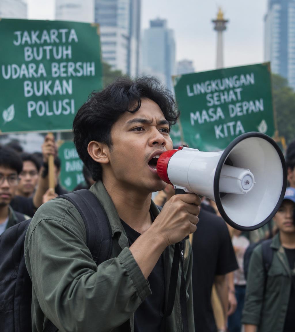 Warga menyuarakan aspirasi dengan pengeras suara